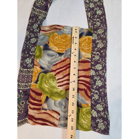 Boho Patchwork Tote Bag Shoulder Bag 100% Silk Handmade‎ - Picture 7 of 9